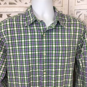 Gap Mens Classic Fit Green Plaid Button Down Shirt